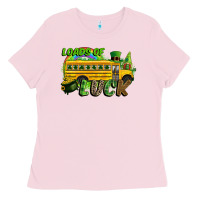 Bubblegum Pink Loads of luck School bus Ladies Tee - CowGirlArtShop