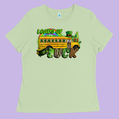 Loads Of Luck School Bus Ladies Tee Designed By Cowgirlartshop