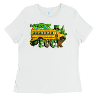 White Loads of luck School bus Ladies Tee - CowGirlArtShop