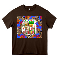 Chocolate Brown Dia de los muertos Heavy Core Tee - RanaPortraitStore