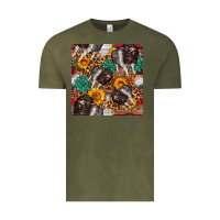 Vintage Olive baby hampshire pig sunflowers seamless pattern Vintage Tee - FaDigitalArtStudio