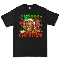 Black merry christmas cow Premium Tee - CowGirlArtShop