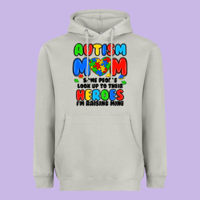Autism Mom Some People Look Up To Their Heroes I'm Heavyweight Hoodie Designed By Jahusdesignshop