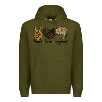 Army Green Peace Love Lion Head Premium Hoodie - LillyAllenDesigns