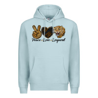Blue Mist Peace Love Lion Head Premium Hoodie - LillyAllenDesigns