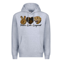Heather Grey Peace Love Lion Head Premium Hoodie - LillyAllenDesigns