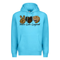 Ocean Blue Peace Love Lion Head Premium Hoodie - LillyAllenDesigns