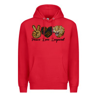 Red Peace Love Lion Head Premium Hoodie - LillyAllenDesigns