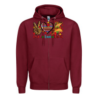 Burgundy peace love tacos Zipper Hoodie - AdoDesignShop