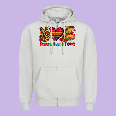 Peace Love Tacos Zipper Hoodie Designed By Adodesignshop