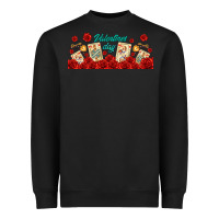 Black valentines day with playing cards Heavyweight Sweatshirt - AdoDesignShop