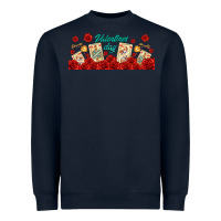 Navy valentines day with playing cards Heavyweight Sweatshirt - AdoDesignShop