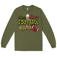 Army Green eat sleep football repeat Long Sleeve Tee - BundleAndBundleShop