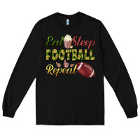 Black eat sleep football repeat Long Sleeve Tee - BundleAndBundleShop