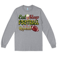Heather Grey eat sleep football repeat Long Sleeve Tee - BundleAndBundleShop