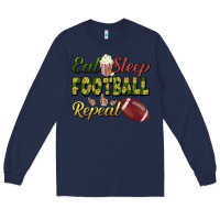 Navy eat sleep football repeat Long Sleeve Tee - BundleAndBundleShop