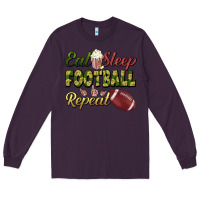 Plum eat sleep football repeat Long Sleeve Tee - BundleAndBundleShop