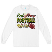 White eat sleep football repeat Long Sleeve Tee - BundleAndBundleShop