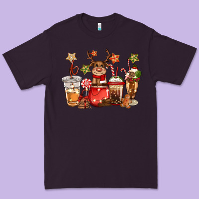 Christmas Reindeer Coffee Premium Tee Designed By Cowgirlartshop