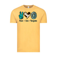 Vintage Mustard Peace Love Turquoise Vintage Tee - Jasminsmagicworld