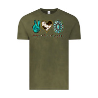 Vintage Olive Peace Love Turquoise Vintage Tee - Jasminsmagicworld