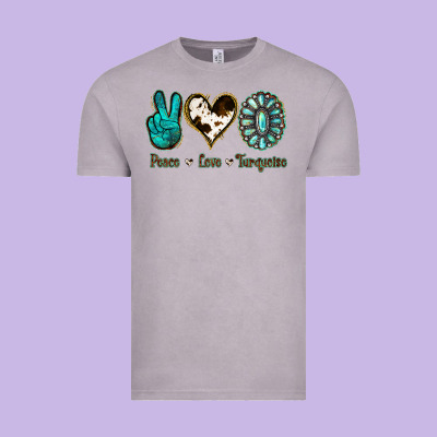 Peace Love Turquoise Vintage Tee Designed By Jasminsmagicworld