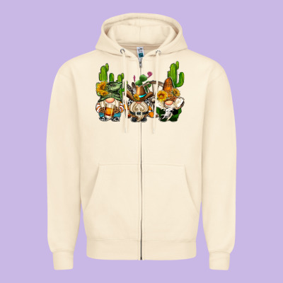 Western Gnomes With Cactus Zipper Hoodie Designed By Adodesignshop