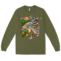 Army Green sorta merry sorta scary chest Long Sleeve Tee - FaDigitalArtStudio