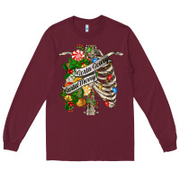 Burgundy sorta merry sorta scary chest Long Sleeve Tee - FaDigitalArtStudio