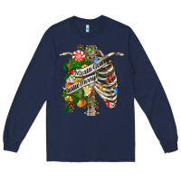 Navy sorta merry sorta scary chest Long Sleeve Tee - FaDigitalArtStudio