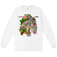 White sorta merry sorta scary chest Long Sleeve Tee - FaDigitalArtStudio