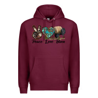 Burgundy Peace lLve Bison Premium Hoodie - LillyAllenDesigns