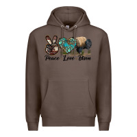 Coffee Peace lLve Bison Premium Hoodie - LillyAllenDesigns
