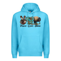 Ocean Blue Peace lLve Bison Premium Hoodie - LillyAllenDesigns