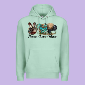 Peace Llve Bison Premium Hoodie Designed By Lillyallendesigns