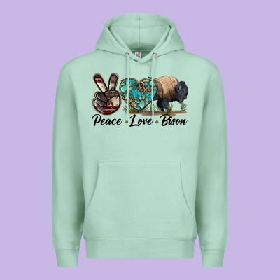 Peace Llve Bison Premium Hoodie Designed By Lillyallendesigns