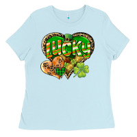 Baby Blue Lucky heart St. Patrick's Day Ladies Tee - CowGirlArtShop