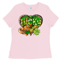 Bubblegum Pink Lucky heart St. Patrick's Day Ladies Tee - CowGirlArtShop