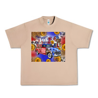 Burro Fourth Of July Sunflowers Truck Urban Heavy Tee - FaDigitalArtStudio