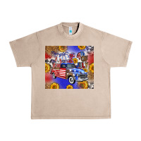 French Oak Fourth Of July Sunflowers Truck Urban Heavy Tee - FaDigitalArtStudio