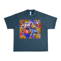 Midnight Navy Fourth Of July Sunflowers Truck Urban Heavy Tee - FaDigitalArtStudio
