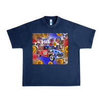 Navy Fourth Of July Sunflowers Truck Urban Heavy Tee - FaDigitalArtStudio