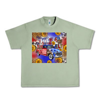 Oil Green Fourth Of July Sunflowers Truck Urban Heavy Tee - FaDigitalArtStudio