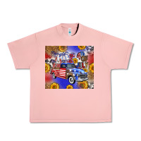 Salmon Fourth Of July Sunflowers Truck Urban Heavy Tee - FaDigitalArtStudio