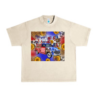Sandshell Fourth Of July Sunflowers Truck Urban Heavy Tee - FaDigitalArtStudio