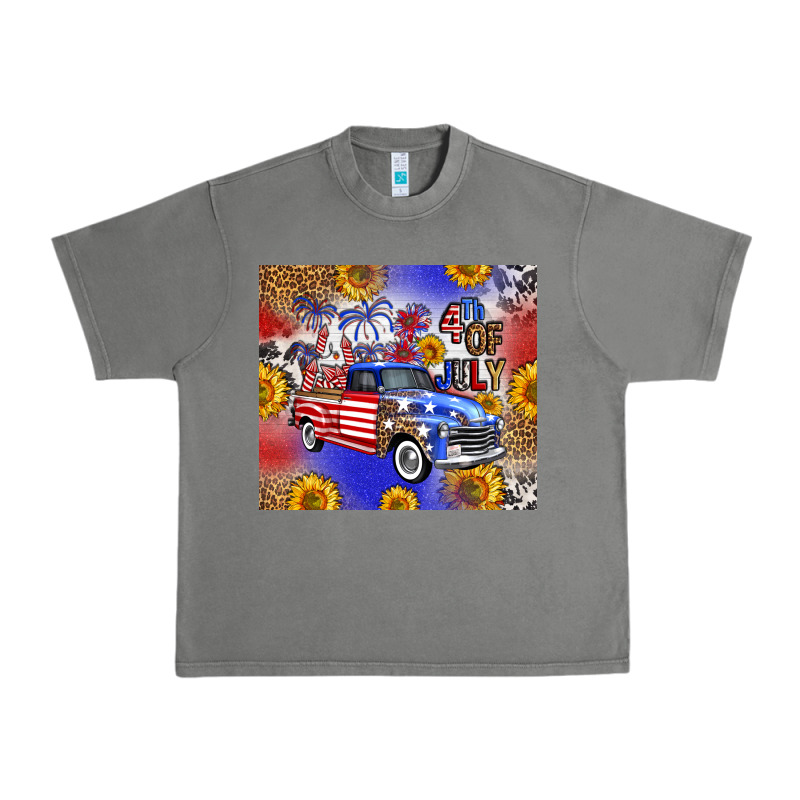 Fourth Of July Sunflowers Truck Urban Heavy Tee by FaDigitalArtStudio | Teevron