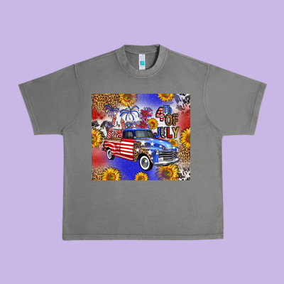 Fourth Of July Sunflowers Truck Urban Heavy Tee Designed By Fadigitalartstudio