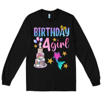 Black birthday girl 4 Long Sleeve Tee - BundleAndBundleShop