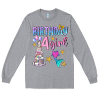 Heather Grey birthday girl 4 Long Sleeve Tee - BundleAndBundleShop