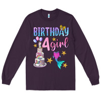 Plum birthday girl 4 Long Sleeve Tee - BundleAndBundleShop